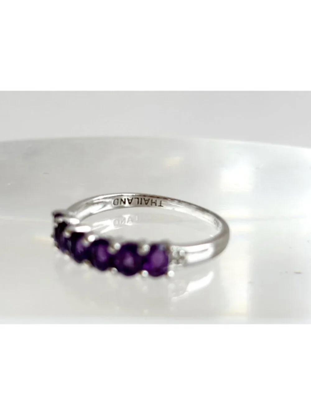 Thai Made Amethyst Gemstone Oval Cut Sterling Silver 925 Vintage Ring - sz 7.75